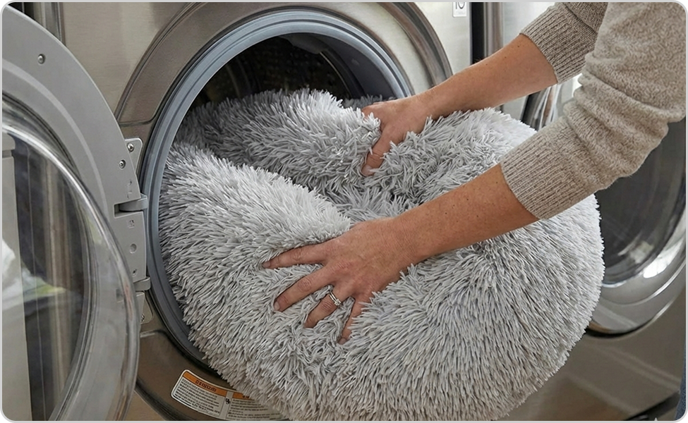 washing dog bed in washing-machine